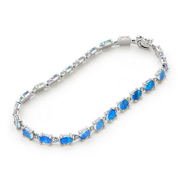 Opal Jewelry 14k White Gold Solid Light Opal Bracelet, opal jewellery