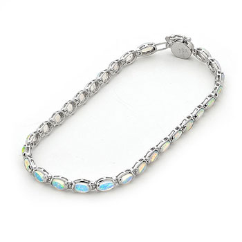 Opal Jewelry 14k White Gold Solid Light Opal Bracelet, opal jewellery