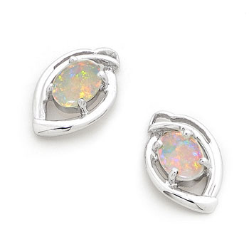 Opal Jewellery 14k White Gold Solid Light Opal Earring, opal jewellery