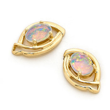 Opal Jewellery 14k Yellow Gold Solid Light Opal Earring, opal jewellery