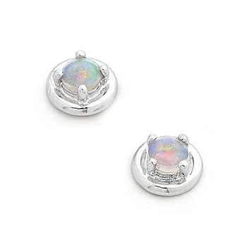 Opal Jewellery 18k White Gold Solid Light Opal Earring, opal jewellery
