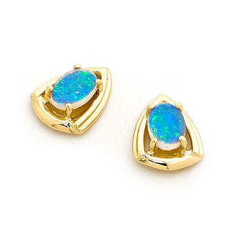 Opal Jewellery 18k Yellow Gold Solid Light Opal Earring, opal jewellery