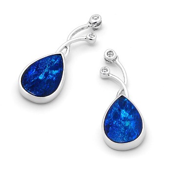 Opal Jewellery 14k White Gold Light Opal Doublet Earring , opal jewellery