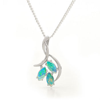 Opal Jewellery 18k White Gold Solid Light Opal Pendant, opal jewellery