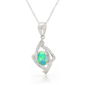 Opal Jewellery 14k White Gold Solid Light Opal Pendant, opal jewellery