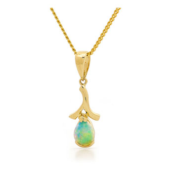 Opal Jewellery 18k Yellow Gold Solid Light Opal Pendant, opal jewellery