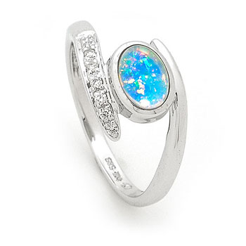 Opal Jewellery 14k White Gold Solid Light Opal Ring, opal jewellery