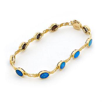 Opal Jewellery 14k Yellow Gold Light Opal Doublet Bracelet, opal jewellery