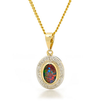 Opal Jewellery 14k Yellow Gold Light Opal Doublet Pendant, opal jewellery