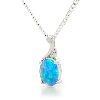Opal Jewellery 14k White Gold Solid Light Opal Pendant, opal jewellery