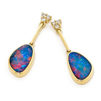 Opal Jewellery 14K Yellow Gold Light Opal Doublet Earring, opal jewellery