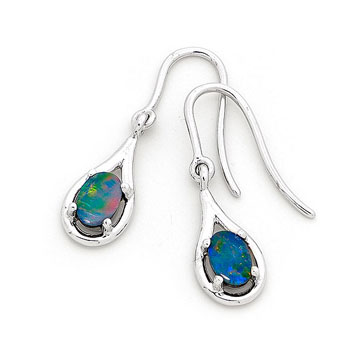 Opal Jewellery Sterling Silver Light Opal Doublet Earring, opal jewellery