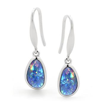 Opal Jewellery Sterling Silver Light Opal Doublet Earring, opal jewellery