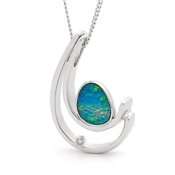 Opal Jewellery Sterling Silver Light Opal Doublet Pendant, opal jewellery