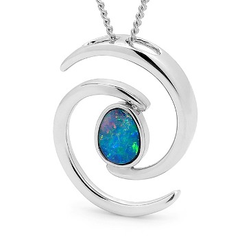 Opal Jewellery Sterling  Silver Light Opal Doublet  Pendant , opal jewellery