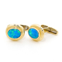 Opal Jewellery 14k Yellow Gold Light Opal Doublet Cuff Link, opal jewellery