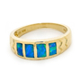 Opal Jewellery 14k Yellow Gold Solid Inlay Opal Ring, opal jewellery