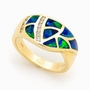 Opal Jewellery 14k Yellow Gold Solid Inlay Opal Ring, opal jewellery
