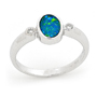Opal Jewellery 14k White Gold Light Opal Doublet Ring, opal jewellery